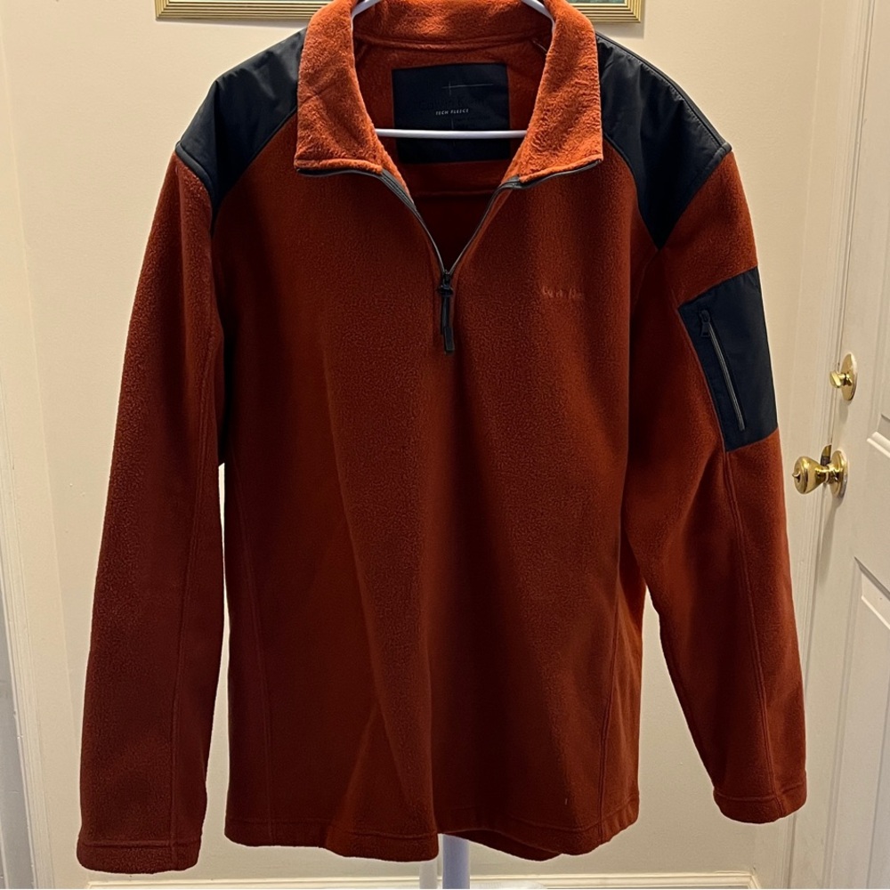 Rust Fleece Pullover with Black Accents